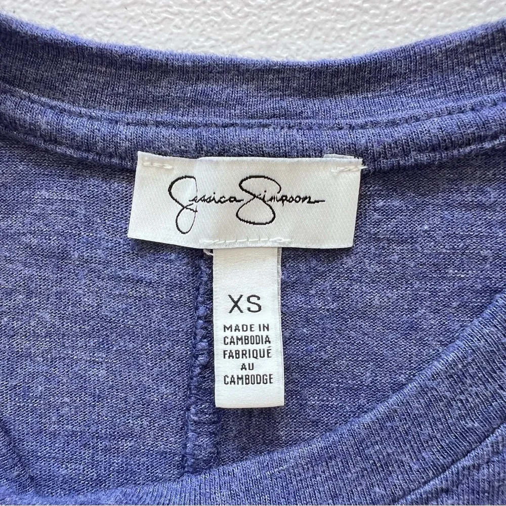 Jessica Simpson Finlee T-Shirt Dress Viscose Blend Pocket Slits Blue Womens XS - Picture 5 of 10